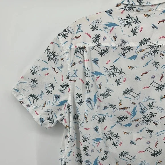 Original Penguin White&Blue Surfer&Beach Design Casual Button Down Shirt Sz Lg - Picture 8 of 11